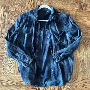 BDG Green Pink Blue Womens Flannel Size Medium Plaid Excellent Condition No Flaw